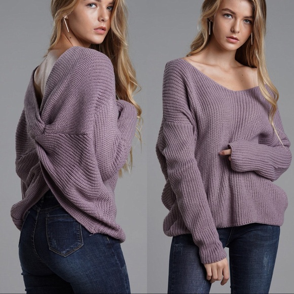 Stunning Mystery Sweaters - 🆕Cross Twist Loose Sweater Violet